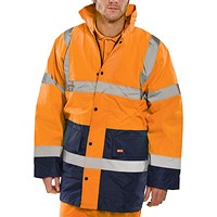 Beeswift Constructor Traffic Two Tone Fleece Line Jacket, Orange & Navy Blue, Large