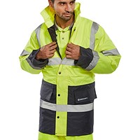 Beeswift Constructor Traffic Two Tone Fleece Line Jacket, Saturn Yellow & Navy Blue, 6XL