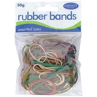 County Rubber Bands Coloured 50gm (Pack of 12)
