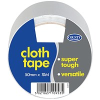 County Stationery Cloth Tape, 50mmx10m, Pack of 6