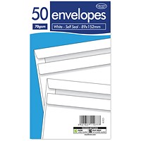 County Stationery White Self Seal Envelopes 89x152mm 20x50 (Pack of 1000)