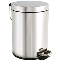 Stainless Steel Pedal Bin, 5 Litre, Silver