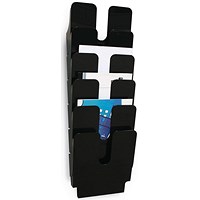 Durable Flexiplus Wall Mounted Portrait Literature Holder A4 Black (Pack of 6)