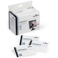 Durable Screenclean 50 Wipes, Alcohol Free, Bio-degradable, Individually Wrapped, Pack of 50