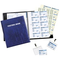 Durable Leather Look Visitors Book, 100 Badge Inserts