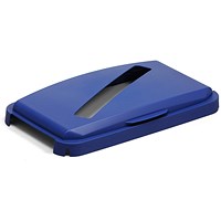 Durable 60L Hinged Bin Lid Blue Slot Cut-Out For Easy Recycling Durabin