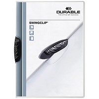 Durable A4 Swingclip Folders, 3mm Spine, Black, Pack of 25