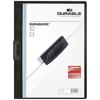 Durable A4 Duraquick Clip Folders, 2mm Spine, Black, Pack of 20