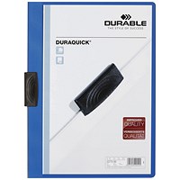 Durable A4 Duraquick Clip Folders, 2mm Spine, Blue, Pack of 20