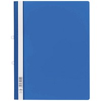 Durable A4+ Clear View Folder with Filing Stip, Blue, Pack of 25