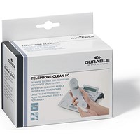 Durable Telephone Clean 50 Cleaning Wipes Bio-degradable Individually Wrapped (Pack of 50)