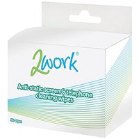 2Work Anti-Static Screen and Telephone Wipes, Pack of 50