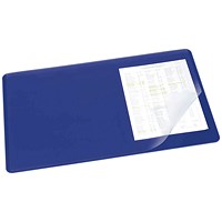 Durable Desk Mat with Transparent Overlay 530 x 400mm Dark Blue