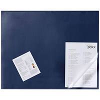 Durable Desk Mat with Clear Overlay 650x520mm Dark Blue