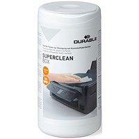 Durable Superclean Box Cleaning Wipes for Plastic Surfaces Alcohol Free (Pack of 100)