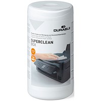 Durable Superclean Box Cleaning Wipes for Plastic Surfaces, Alcohol Free, Pack of 100 Durable Superclean Box Cleaning Wipes for Plastic Surfaces, Alcohol Free, Pack of 100