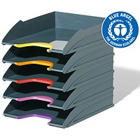 Durable Varicolor Eco Self-stacking Letter Trays, Grey, Pack of 5
