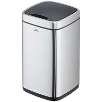 Durable Sensor No Touch Square Waste Bin, 12 Litre, Stainless Steel