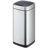 Durable Sensor No Touch Square Waste Bin, 35 Litre, Stainless Steel