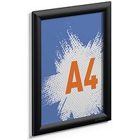 Durable Aluminium Snap Frame Notice Holder A4 Black