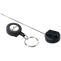 Durable Badge Reel with Ring Fastener & Retractable Cord, Black, Pack of 10