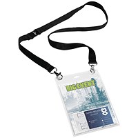 Durable Name Badges with Necklace, A6, Black, Pack of 10 Durable Name Badges with Necklace, A6, Black, Pack of 10