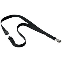 Durable Lanyard & Snap Hook, Black, Pack of 10