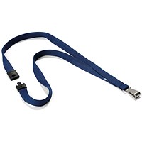 Durable Lanyard & Snap Hook, Blue, Pack of 10