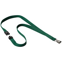 Durable Textile Lanyard With Snap Hook 15mm Dark Green (10 Pack) 812732
