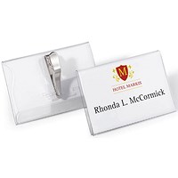Durable Name Badges, Crocodile Clip, 90x54mm, Pack of 25