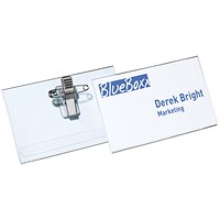Durable Name Badge with Combi Clip, 54x90mm, Clear, Pack of 50