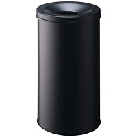 Durable Fire Extinguishing Metal Waste Bin TUV Certified 60L Matte Black
