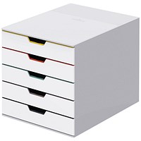 Durable Varicolor MIX 5 Drawer Set, White & Assorted Coloured Drawers