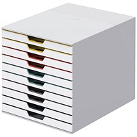 Durable Varicolor MIX 10 Drawer Set, White & Assorted Coloured Drawers