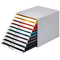 Durable Varicolor Mix 10 Drawer Set, Colour Coded Desktop Storage, White & Assorted Coloured Drawers Durable Varicolor Mix 10 Drawer Set, Colour Coded Desktop Storage, White & Assorted Coloured Drawers