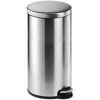 Durable Stainless Steel Soft Release Fingerproof Coating Pedal Bin, 30 Litre, Silver Durable Stainless Steel Soft Release Fingerproof Coating Pedal Bin, 30 Litre, Silver