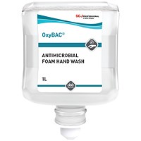 Deb OxyBAC Antibacterial Foam Wash, 1 Litre Cartridge, Pack of 6