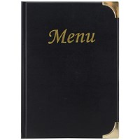 Securit Basic Range Menu Book Cover, A5, 4 Fixed Double-sided Inserts, Black