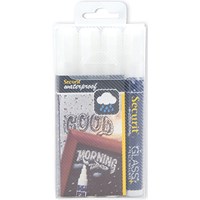 Securit Waterproof Chalk Marker Chiselled Nib 2-6mm White (Pack of 4)