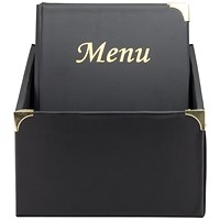 Securit Basic Range Menu Book and Box Set, 10 A4 Menu Books, 1 Menu Book Box, Black