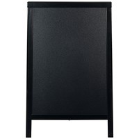 Securit Duplo Pavement Chalkboard with Lacquered Black Pinewood Frame 850x545x440mm