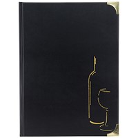 Securit Basic Range Wine Book, A4, 4 Fixed Double-sided Inserts, Black
