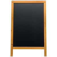 Securit Duplo Double-sided Pavement Chalkboard with Lacquered Teak Frame 570x68x895mm