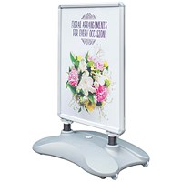 Deflecto A1 Water Based Pavement Display Board with Snap Frame Silver