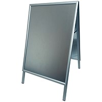 Deflecto A1 Pavement Display Board with Snap Frame Aluminium Silver