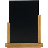 Deflecto Double Sided Large Countertop Chalkboard Information Display Teak
