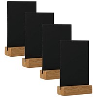 Deflecto Double Sided A4 Countertop Chalkboard Information Display Dark Oak (Pack of 4)