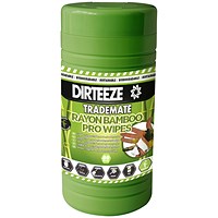 Dirteeze Trademate Bamboo Rayon Pro Wipes, Tub of 80