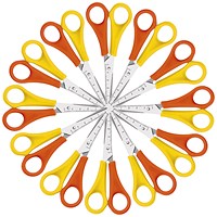 Westcott Scissors, Left Handed, 130mm, Yellow and Orange, Pack of 12