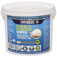 Dirteeze Hand And Surface Wipes Bucket, 225 Sheets